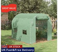Greenhouse Walk-In Polytunnel with Steel Frame Roll Up Door Green 2.5 x 2m