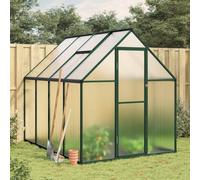 Greenhouse with Aluminium Base Frame, 224 x 169 x 195 cm, Green with UV-Resistant Polycarbonate Panels for Garden, Balcony and Patio, with Ventilation, Protection and Large Growing Area