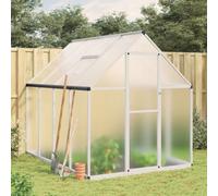 Greenhouse with Aluminium Base Frame, 224 x 169 x 195 cm, Silver with UV-Resistant Polycarbonate Panels for Garden, Patio, Balcony, Protection and Ventilation