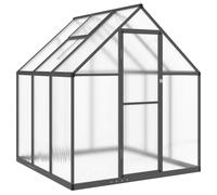 Greenhouse with Base Frame, Anthracite, 169 x 169 x 195 cm, Aluminium, UV-Resistant Polycarbonate Panels, Ventilation System, Weatherproof for Garden, Patio, Balcony