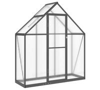 Greenhouse with Base Frame, Anthracite, 169 x 58 x 195 cm, Aluminium, UV-Resistant Polycarbonate Panels, Ventilation Window, Weatherproof, for Garden, Balcony, Patio, Protection and Growing of Plants