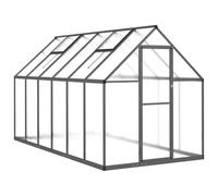 Greenhouse with Base Frame, Anthracite, 334 x 169 x 195 cm, Aluminium, Polycarbonate, UV-Resistant with Ventilation and Hinged Door, for Garden, Balcony, Patio, Protection and Attachment