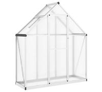 (silver, 169 x 58 x 195 cm) vidaXL Greenhouse with Base Frame Garden Walk in Plant Grow House Aluminium