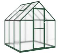 Greenhouse with Base Frame, Green, 169 x 169 x 195 cm, Aluminium, UV-Resistant Greenhouse with Ventilation and Rain Gutter for Cultivation, Wintering, Vegetables, Herbs