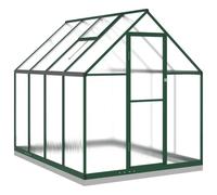 Greenhouse with Base Frame, Green, 224 x 169 x 202 cm, Aluminium, Polycarbonate, UV-Resistant for Garden, Balcony, Patio with Ventilation and Protection for Growing and Wintering