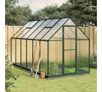 Greenhouse with Base Frame, Green, 334 x 169 x 202 cm, Aluminium, UV-Resistant Polycarbonate Panels with Ventilation and Hinged Door for Growing, Protection, Wintering