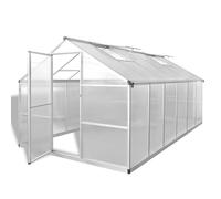 Greenhouse with Base Reinforced Aluminium 9.025 m² Double Walled Polycarbonate Panels UV Resistant Heat Insulating with Gutters and Ventilation Ideal for Growing, Protection