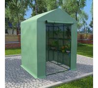 Greenhouse with Shelves Steel 143x143x195 cm Berkfield Home Green One Size