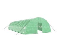Greenhouse with Steel Frame and PE Film, Green, 14 x 6 x 2.85 m, 84 m² with Ventilation, Roll-Up Windows and Door, Ideal for Growing, Wintering, Protection of Vegetables, Herbs and Flowers in the
