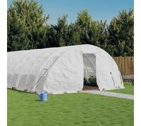 Greenhouse with Steel Frame, White, 100 m², 20 x 5 x 2.3 m, PE Film 140 g/m², 4 Roll-Up Mesh Windows, Zip Door, Protection for Vegetables, Herbs, Plants in the Garden, Balcony, Patio