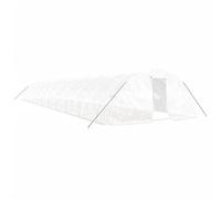 Greenhouse with Steel Frame, White, 110 m², 22 x 5 x 2.3 m, UV-Resistant PE Film, Roll-Up Mesh Windows, Weatherproof Greenhouse for Vegetables, Tomatoes, Herbs and Flowers in the Garden