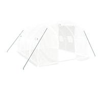 Greenhouse with Steel Frame, White, 12 m², 4 x 3 x 2 m, PE Film 140 g/m², Rolled Door, 4 Roll-Up Net Windows for Ventilation, Protection for Vegetables, Herbs, Flowers in the Garden and on the Patio