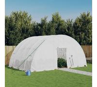 Greenhouse with Steel Frame, White, 24 m², 6 x 4 x 2.85 m, PE Film, UV-Resistant with Rolling Door and 4 Windows, Ideal for Growing, Protection and Ventilation of Vegetables, Herbs