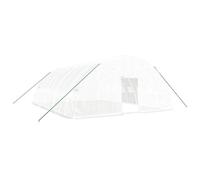 Greenhouse with Steel Frame, White, 48 m², 8 x 6 x 2.85 m, PE Film, UV-Resistant, with 4 Mesh Windows and Zips, Ideal for Growing, Protection and Ventilation of Vegetables and Flowers in the Garden