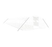 Greenhouse with Steel Frame, White, 56 m² Foil Tent, 14 x 4 x 2 m, UV-Resistant PE Cover, Ventilation with Roll-Up Windows, Ideal for Growing and Wintering in the Garden