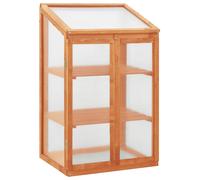 Greenhouse Yellow 60x45x100cm Solid Firwood PC Panels Hinged Lid 2 Shelves Open