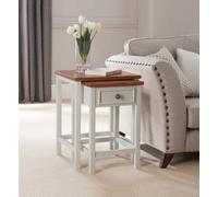 Broadway Nesting Tables Set of 2, Two-Tone Design with Drawer Storage Greenhurst Off White One Size