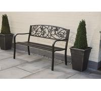 Greenhurst 2 Seater Metal Garden Bench - Black