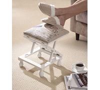 Greenhurst Adjustable 3-Position Footstool with Solid Wood Frame, Padded Top. Ideal for Living Room, Bedroom & Office. White or Mahogany Finish