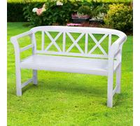 Greenhurst Bewdley 2-Seater Wooden Garden Bench - Solid Acacia Hardwood, Weather-Resistant White Finish - 129.5 x 53 x 81cm - Acacia Wood - Pearl White