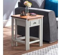 Greenhurst Broadway Nesting Tables Set of 2, Two-Tone Design with Drawer Storage in Off-White Greenhurst Off-White
