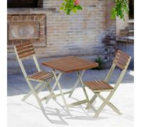 Greenhurst Burley Two-Tone Hardwood Bistro Set - Foldable Table & 2 Chairs for Garden or Patio - Acacia Wood