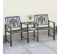 Greenhurst Coalbrookdale Metal Garden Love Seats - Black