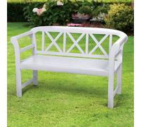 Greenhurst Bewdley 2-Seater Wooden Garden Bench - Solid Acacia Hardwood, Weather-Resistant White Finish - 129.5 x 53 x 81cm - Acacia Wood - Pearl White