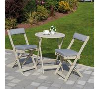 Wooden Raffles Bistro Set - Foldable Table & 2 Chairs with Cushions Greenhurst Off White One Size