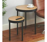 Greenhurst Rotating Dual-Table Side Table, Space-Saving Design with Wood Veneer Finish