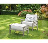 Sorrento Garden Armchair and Stool - Light Grey