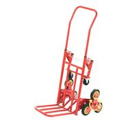 Greenhurst Stair Climbing Trolley & Folding Sack Truck - 150kg Multi-Function Tri-Truck - Red - Steel