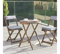 Greenhurst Wooden Raffles Bistro Set - Foldable Table & 2 Chairs with Cushions in Dark Brown Greenhurst Dark Brown