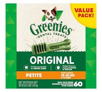 Greenies Original Petite Natural Dog Dental Care Chews Oral Health Dog Treats, 36 oz. Pack (60 Treats)