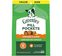 Greenies Pill Pockets for Dogs Capsule Size Natural Soft Dog Treats Chicken Flavor, 15.8 oz. Pack (60 Treats)