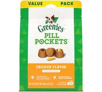 Greenies Pill Pockets for Dogs Capsule Size Natural Soft Dog Treats Chicken Flavor, 15.8 oz. Pack (60 Treats)