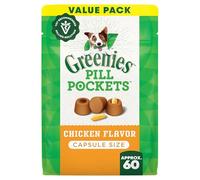 Greenies Pill Pockets for Dogs Capsule Size Natural Soft Dog Treats Chicken Flavor, 15.8 oz. Pack (60 Treats)