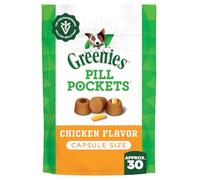 Greenies PILL POCKETS for Dogs Capsule Size Natural Soft Dog Treats, Chicken Flavor, 7.9 oz. Pack (30 Treats)