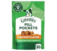 Greenies PILL POCKETS for Dogs Capsule Size Natural Soft Dog Treats, Chicken Flavor, 7.9 oz. Pack (30 Treats)