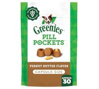 Greenies PILL POCKETS for Dogs Capsule Size Natural Soft Dog Treats with Real Peanut Butter, 7.9 oz. Pack (30 Treats)