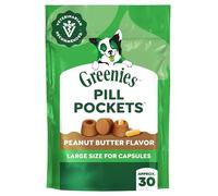 Greenies PILL POCKETS for Dogs Capsule Size Natural Soft Dog Treats with Real Peanut Butter, 7.9 oz. Pack (30 Treats)