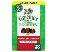 Greenies PILL POCKETS for Dogs Capsule Size Natural Soft Dog Treats, Hickory Smoke Flavor, 15.8 oz. Pack (60 Treats)