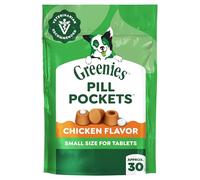 Greenies Pill Pockets for Dogs Small Size, Soft Dog Treats, Chicken Flavor, 3.2 oz. Pouch (30 Treats)