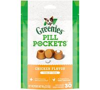Greenies PILL POCKETS for Dogs Tablet Size Natural Soft Dog Treats, Chicken Flavor, 3.2 oz. Pack (30 Treats)
