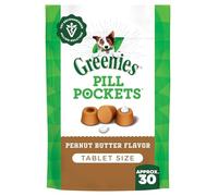 Greenies PILL POCKETS for Dogs Tablet Size Natural Soft Dog Treats with Real Peanut Butter, 3.2 oz. Pack (30 Treats)
