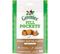 Greenies PILL POCKETS for Dogs Tablet Size Natural Soft Dog Treats with Real Peanut Butter, 3.2 oz. Pack (30 Treats)