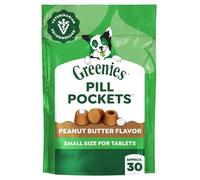 Greenies PILL POCKETS for Dogs Tablet Size Natural Soft Dog Treats with Real Peanut Butter, 3.2 oz. Pack (30 Treats)