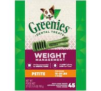Greenies Weight Management Petite Natural Dog Dental Care Chews Weight Control Dog Treats, 27 oz. Pack (45 Treats)