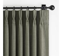 Greenish Gray Linen Curtains 84 Inch Length 2 Panels Set for Bedroom, Boho Pinch Pleated Blackout Dual Layer Thick Drapes 84 Inches Long Insulated Soundproof Window Curtain with Back Tab Kambaba Grey
