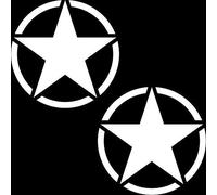 GreenIT 2 Pcs US Stars 10cm Matte White USA ARMY MP Car Jeep Tuning Sticker Tattoo Die Cut Decor Film
